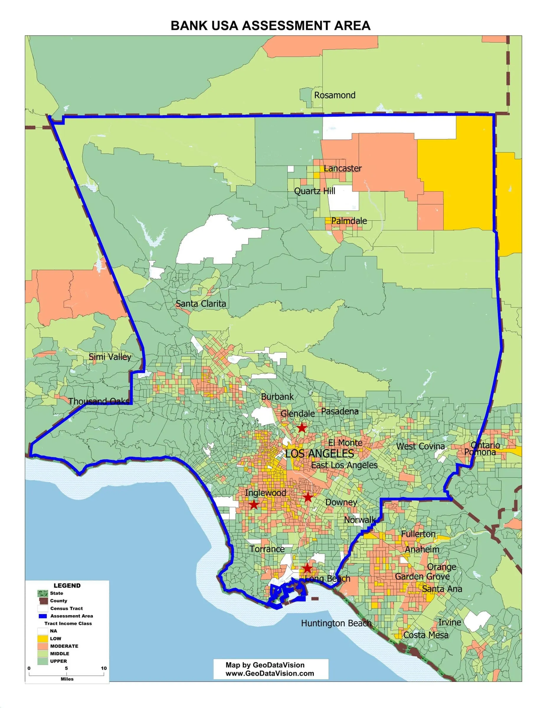 Sample assessment area map of a densely populated area with many small census tracts.