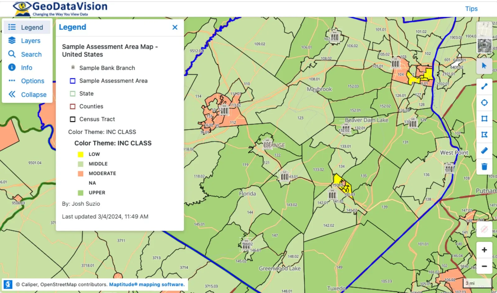 Preview of the interactive sample assessment area map.