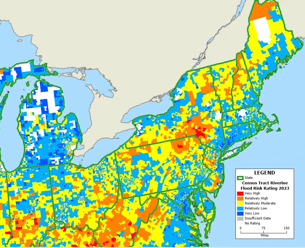 Map of Northeast flooding risk.