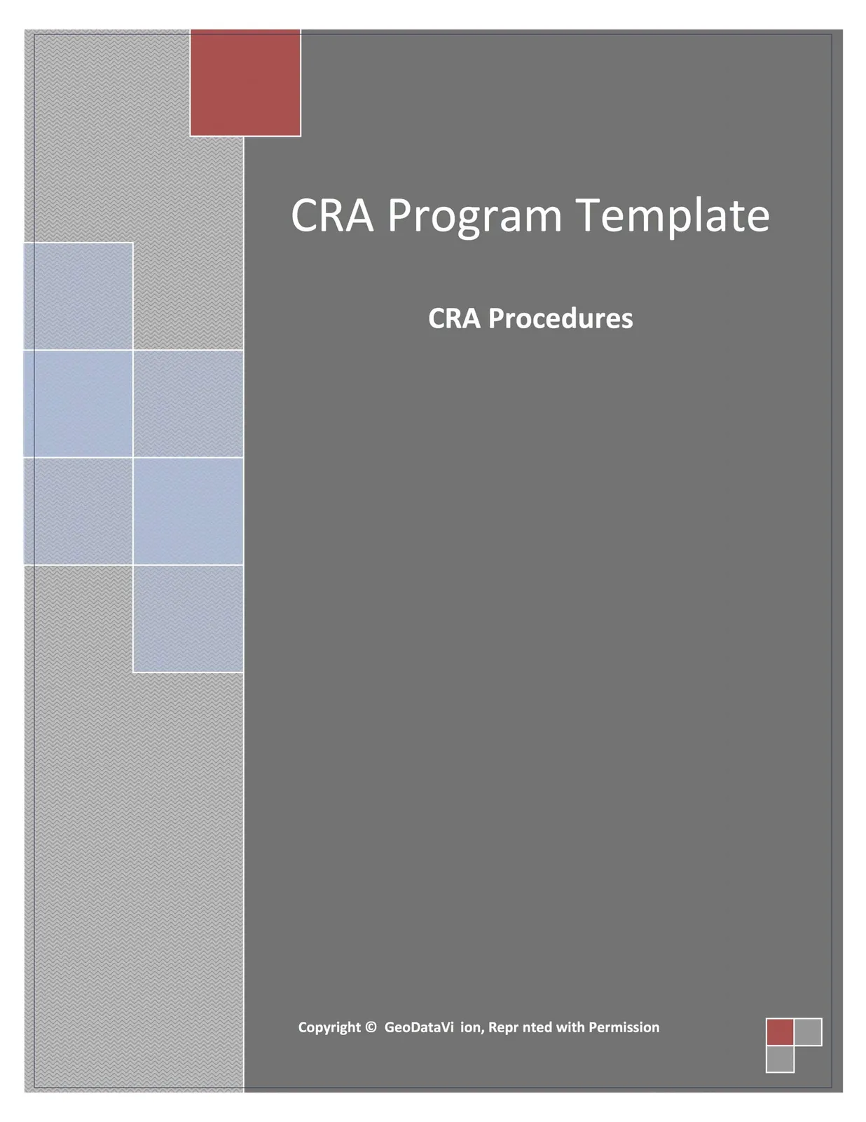 Sample CRA Program Template cover.