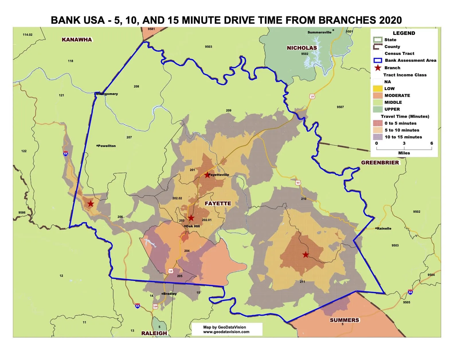 Sample drive-time analysis map.