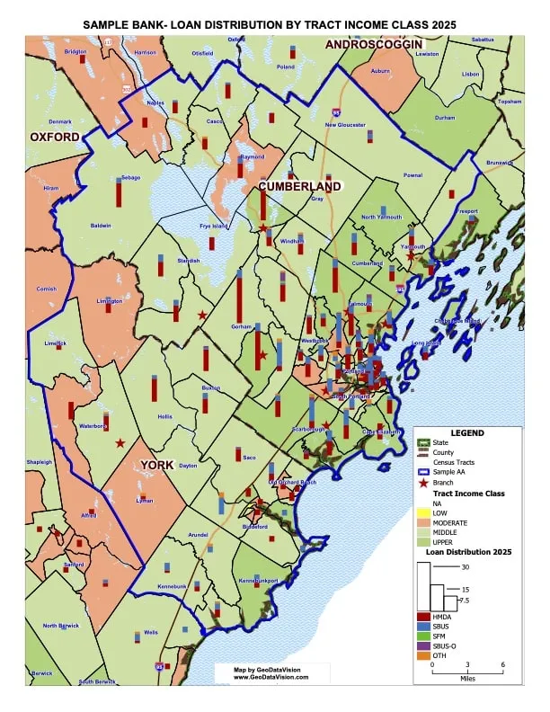 Sample loan distribution map by census tract.